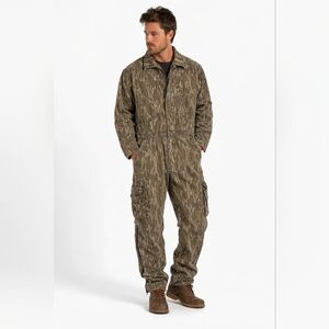 Vintage Mossy Oak Bottomland Camo Coveralls Deer Duck Hunting Cargo USA Large